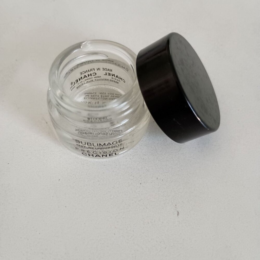 empty Chanel makeup skincare mini glass travel size jar